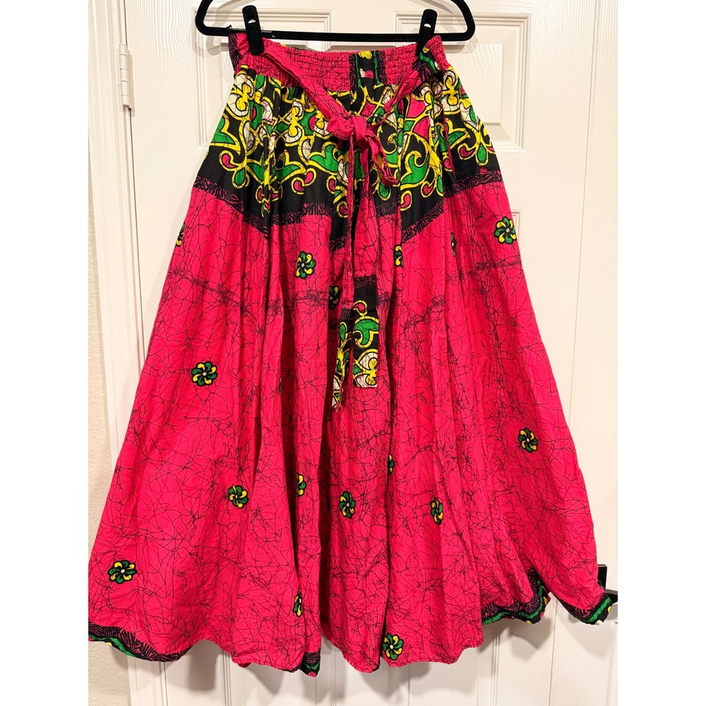 #22 Maxi Skirt African Print Flowy One Size waist: 28"-45" circle skater